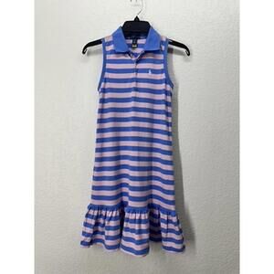 Polo Ralph Lauren Girls Sleeveless Striped Stretch Mesh Dress Size L (12-14)